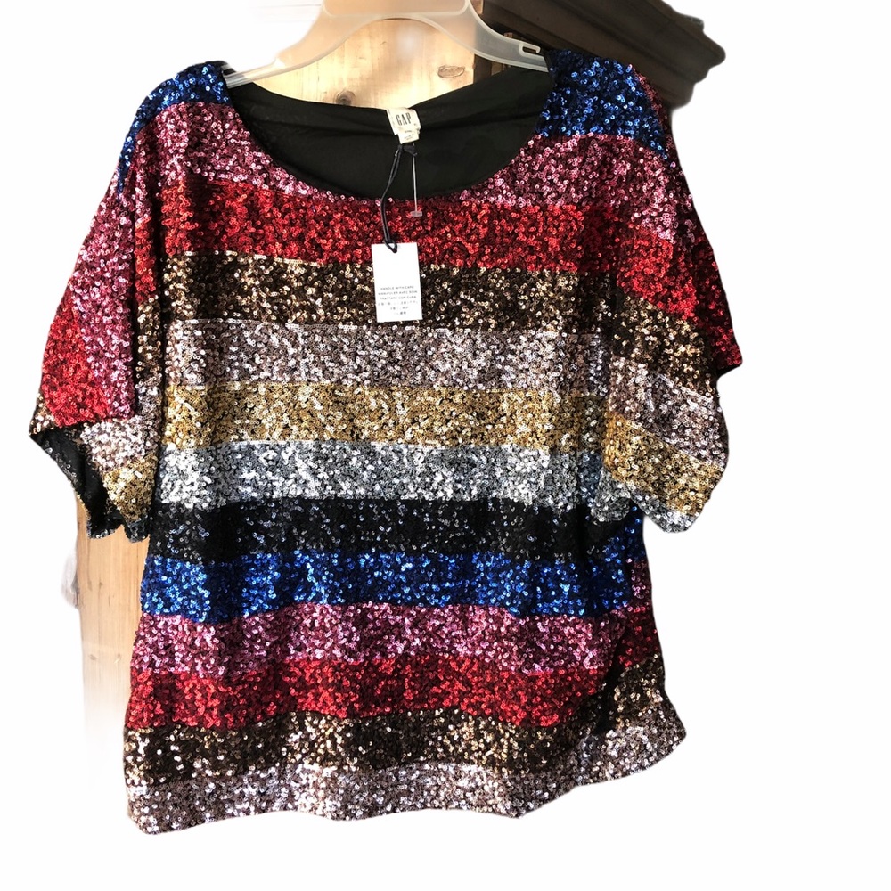 Gap sequin  stripe Top L- XL , NWT